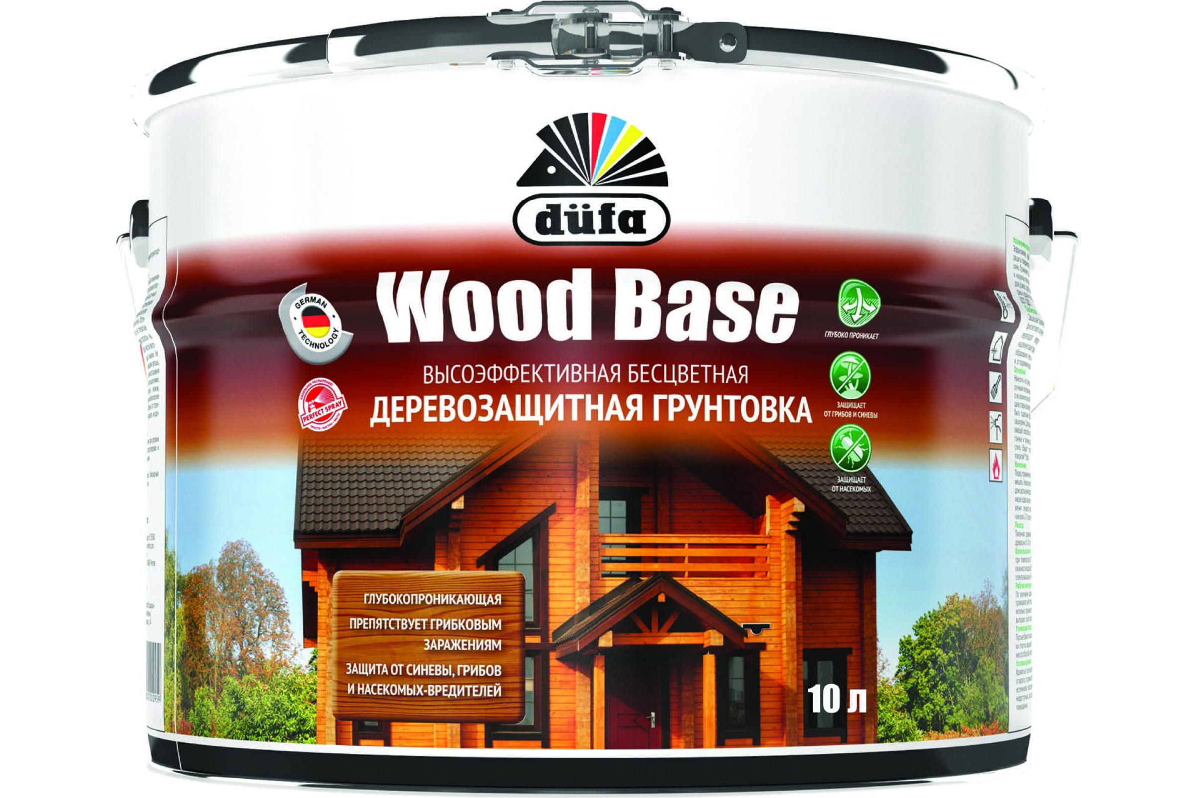 Dufa Грунтовка Wood Base с биоцидом бесцветная 10л Н0000005999