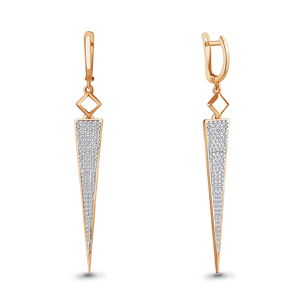 

Серьги подвески из красного золота с фианитом Aquamarine 45457А, 45457А_585_кз