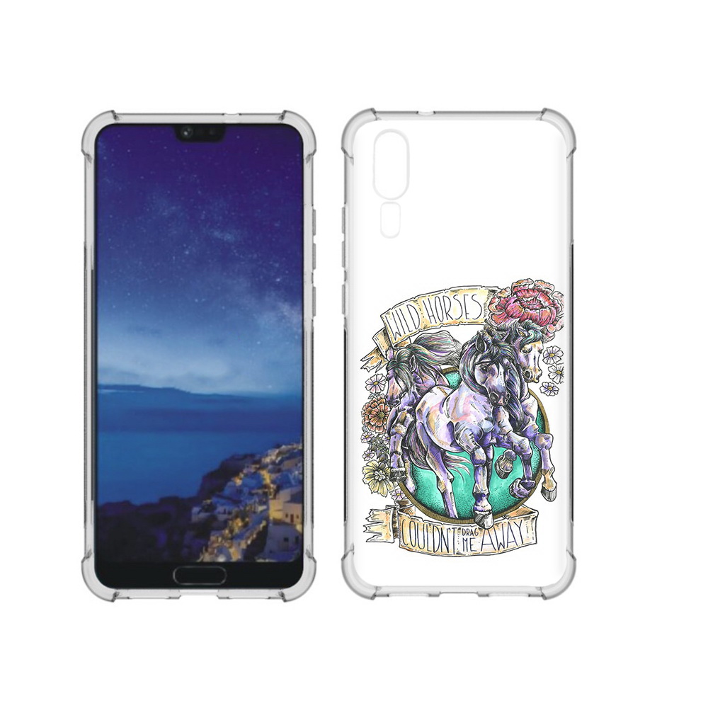 Чехол MyPads Tocco для Huawei P20 рисунок коней в цветах (PT108006.52.582)