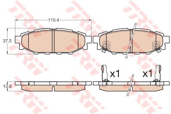 

Тормозные колодки TRW/Lucas задние для Subaru Forester gdb3568, Колодки задние SUBARU FORESTER (SH) GDB3568