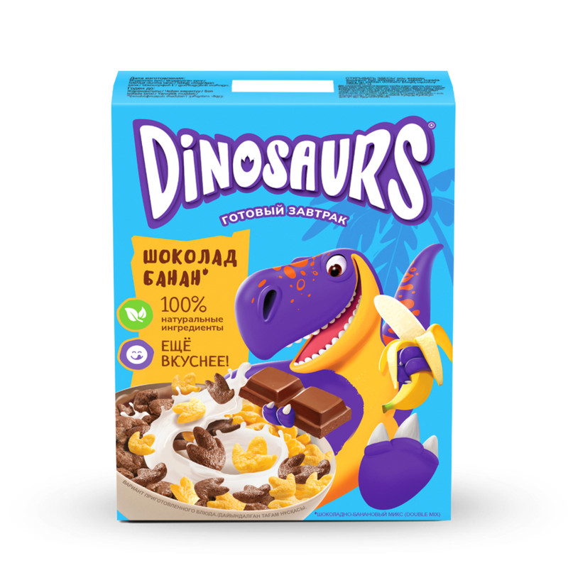 Готовый завтрак Dinosaurs из злаков Шоколадно-банановый микс 200 г 210₽