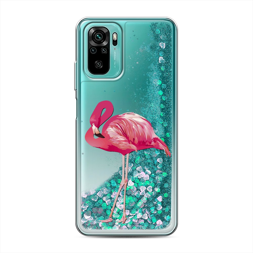 

Жидкий чехол с блестками "Застенчивый фламинго" на Xiaomi Redmi Note 10S