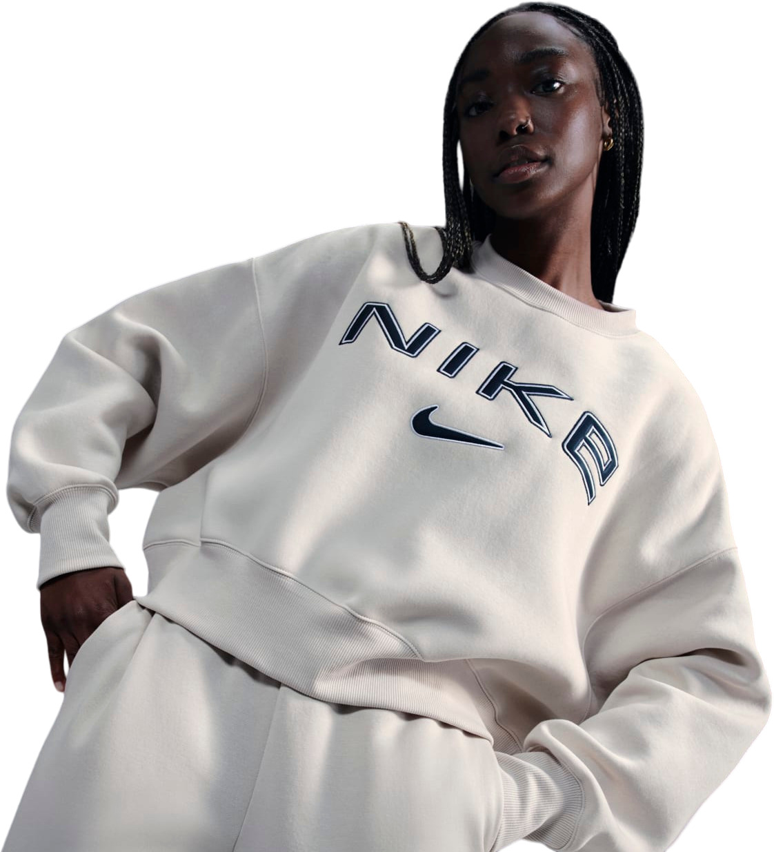 

Свитшот женский Nike W Nsw Phnx Flc Oos Logo Crew белый XS, W Nsw Phnx Flc Oos Logo Crew
