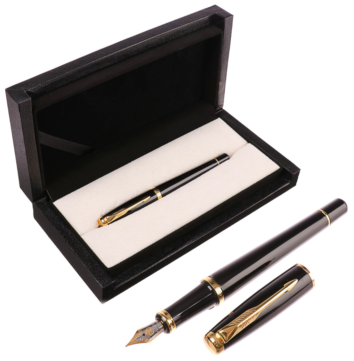 

Ручка подарочная, перьевая, в кожзам футляре, VIP, корпус чёрный