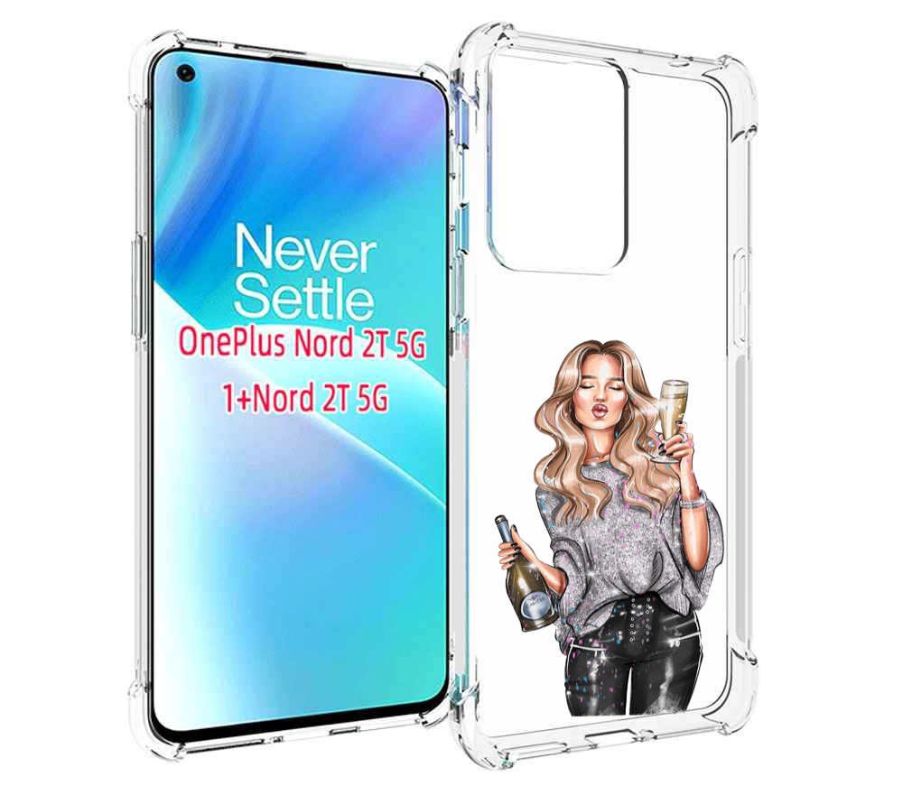 

Чехол MyPads красивая-любительница-шампанского женский для OnePlus Nord 2T, Прозрачный, Tocco