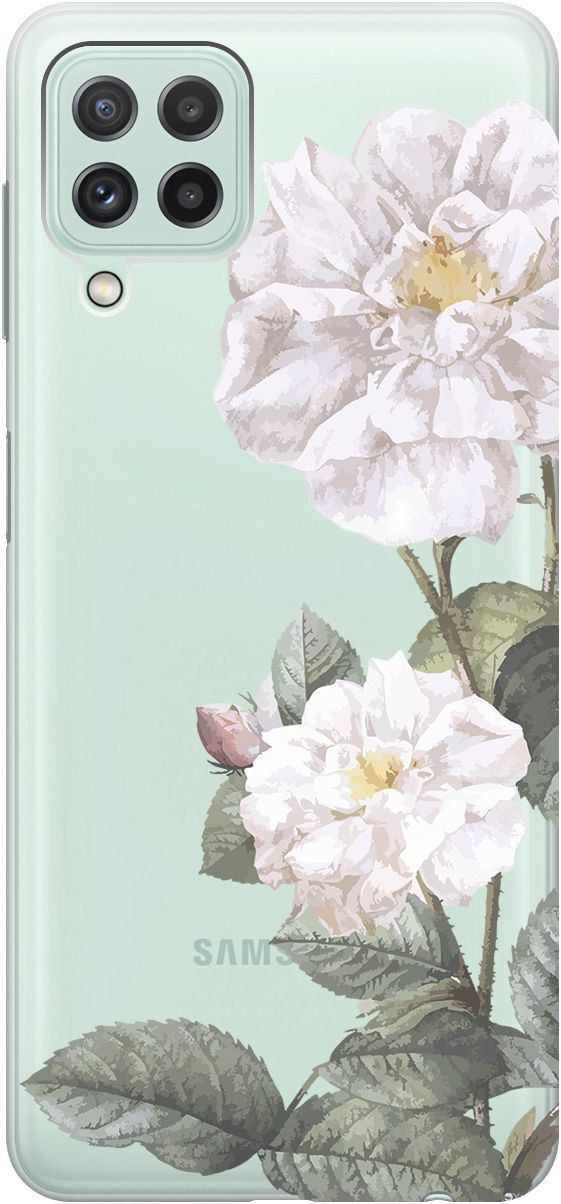 

Чехол на Samsung Galaxy A22 "White Rose" прозрачный, Прозрачный;черный, 5366