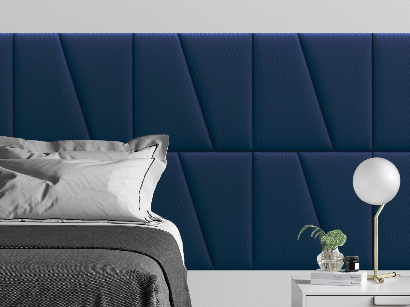 

Мягкое изголовье кровати Eco Leather Blue 50х50DL см 2 шт., Синий