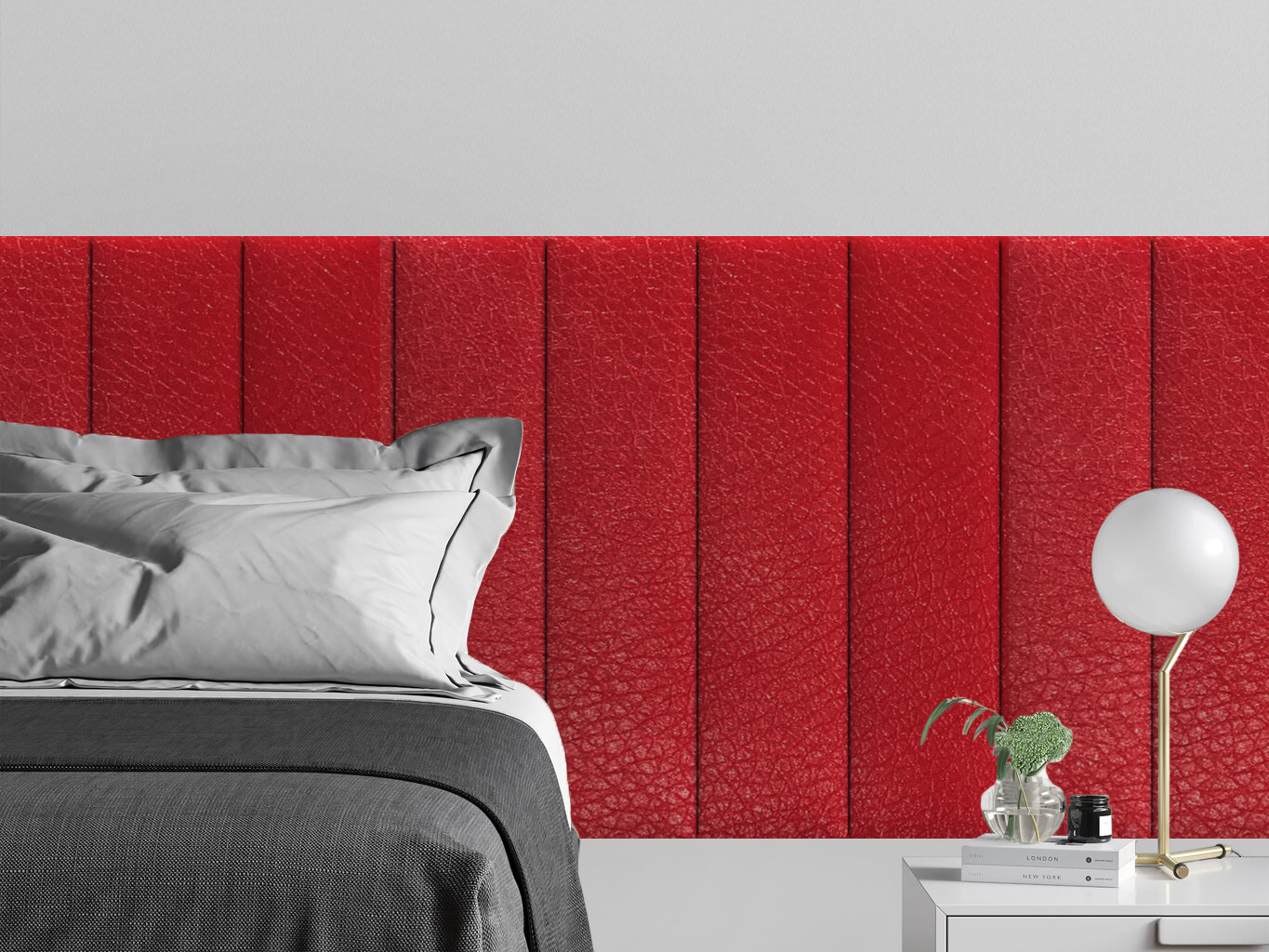 

Мягкое изголовье кровати Eco Leather Red 20х80 см 4 шт., Красный