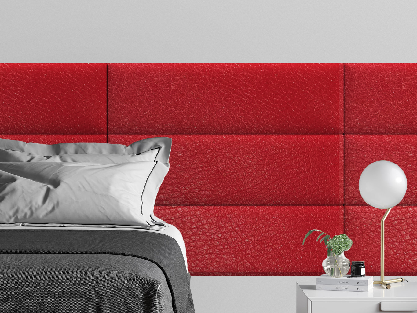 

Мягкое изголовье кровати Eco Leather Red 30х100 см 4 шт., Красный