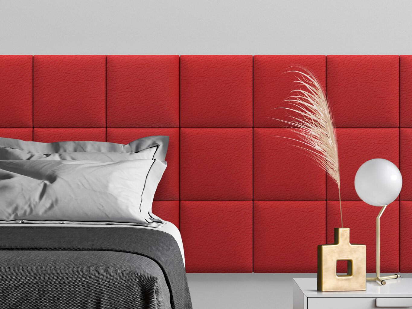 

Мягкое изголовье кровати Eco Leather Red 30х30 см 1 шт., Красный