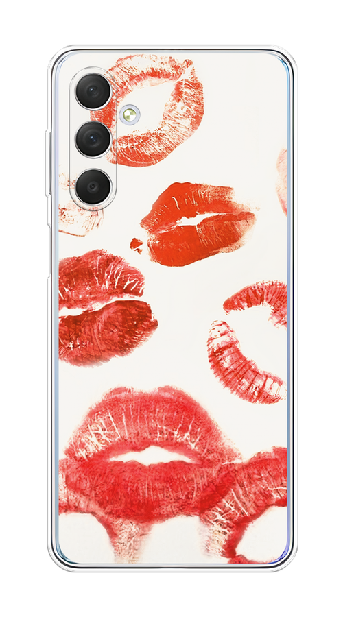 

Чехол на Samsung Galaxy M54 "Следы помады", Красный;бордовый;белый, 2108250-1