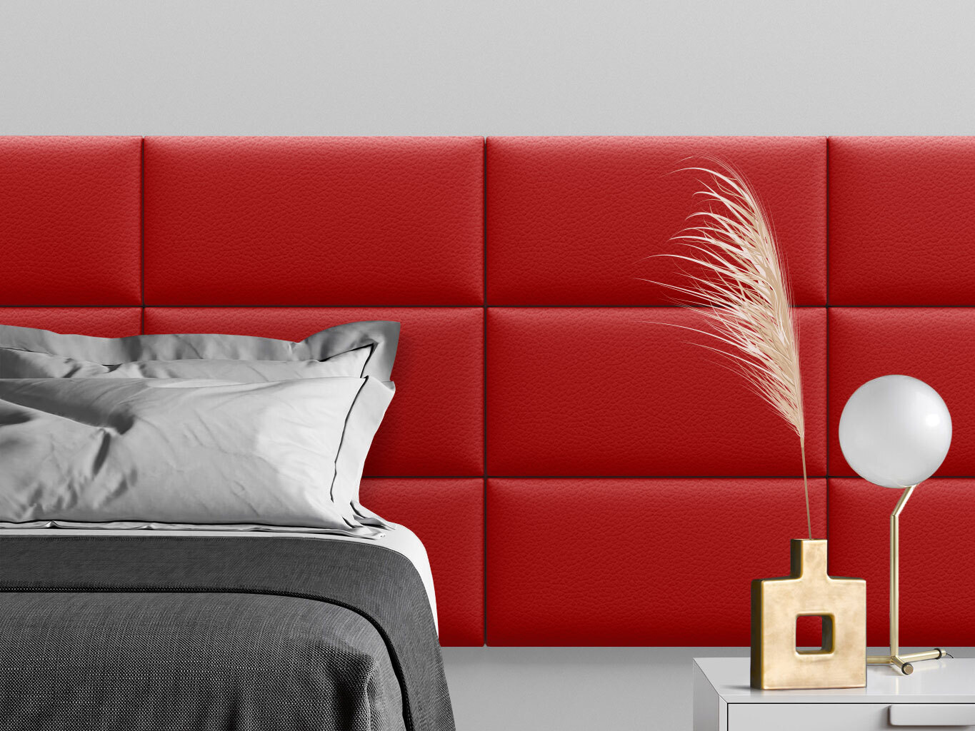 

Мягкое изголовье кровати Eco Leather Red 30х60 см 1 шт., Красный