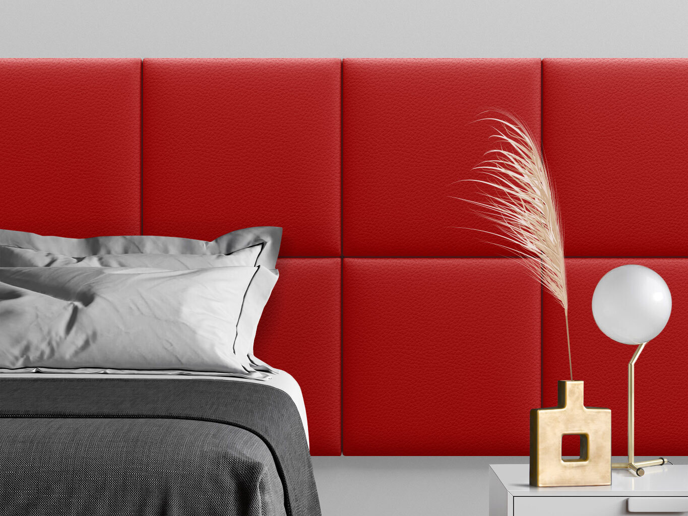 

Мягкое изголовье кровати Eco Leather Red 50х50 см 2 шт., Красный