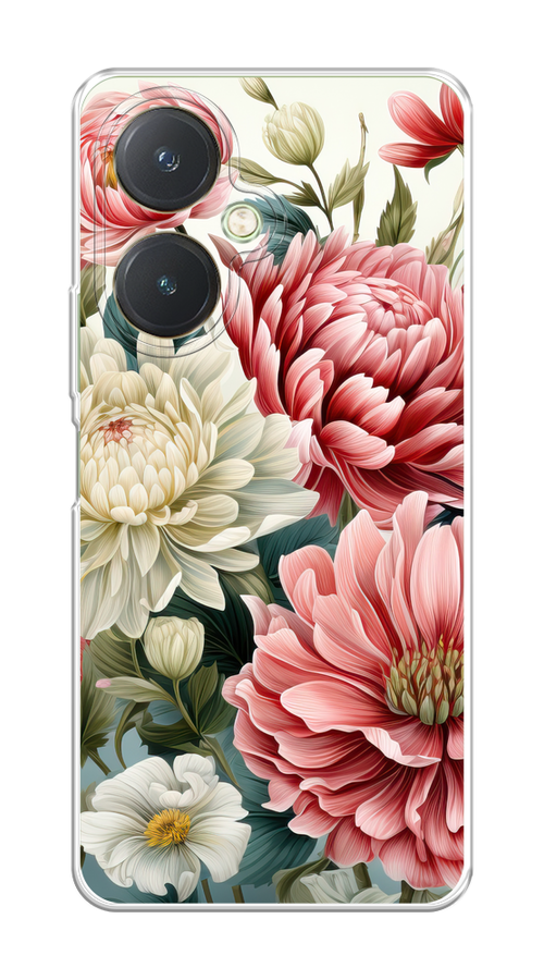 

Чехол на Vivo Y27 4G "Садовые цветы рисунок", Розовый;зеленый;белый, 269150-1