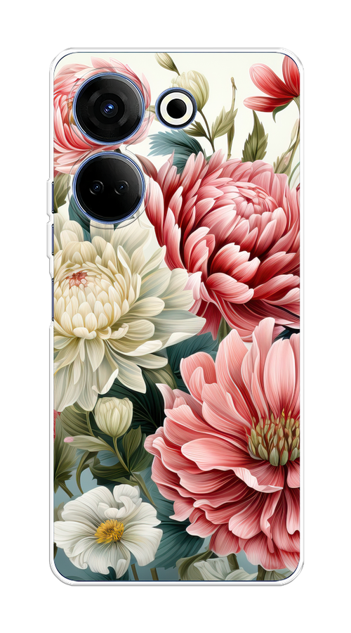 

Чехол на Tecno Camon 20/20 Pro 4G "Садовые цветы рисунок", Розовый;зеленый;белый, 304350-1