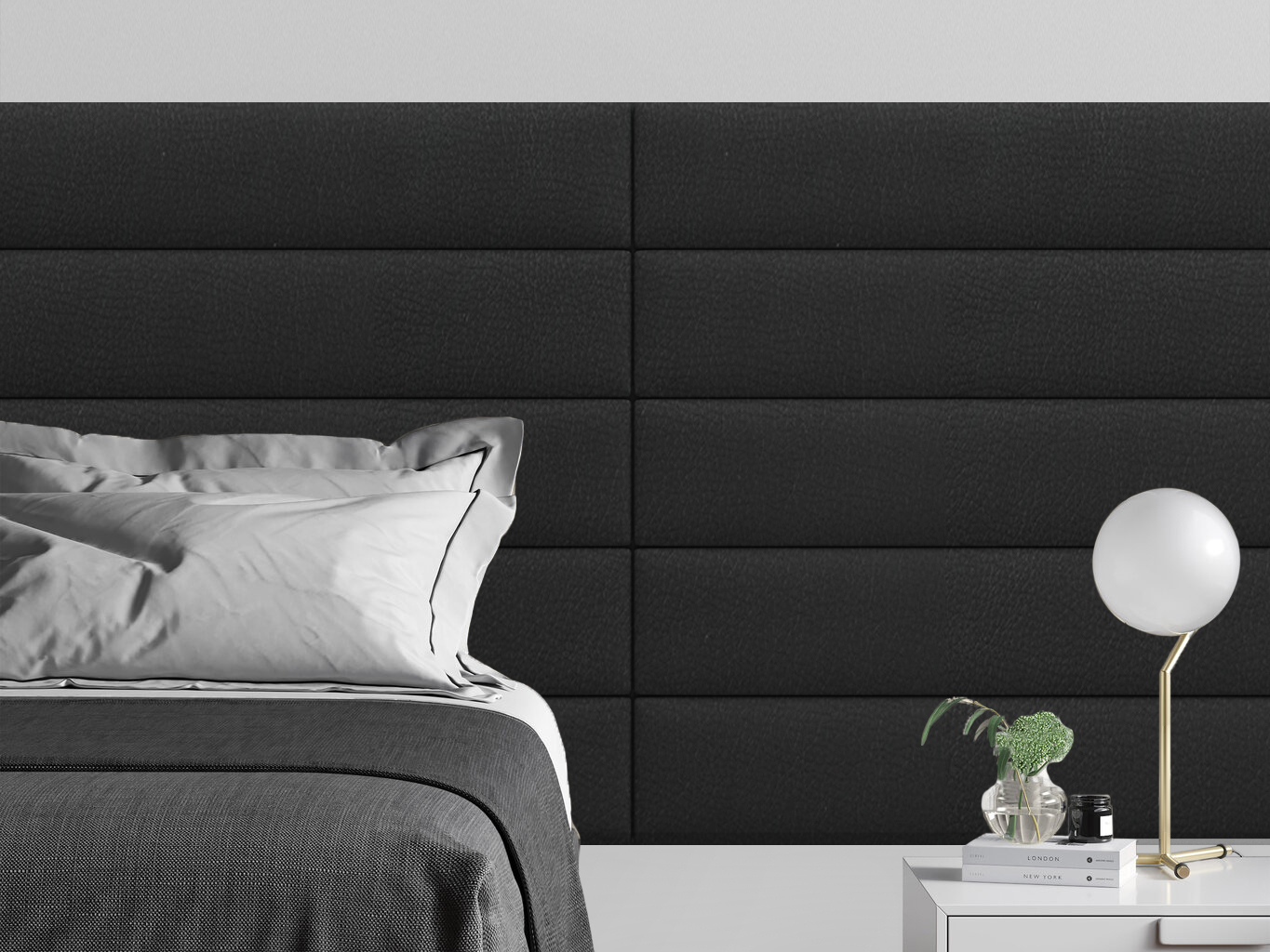 

Мягкое изголовье кровати Eco Leather Black 20х180 см 1 шт., Черный