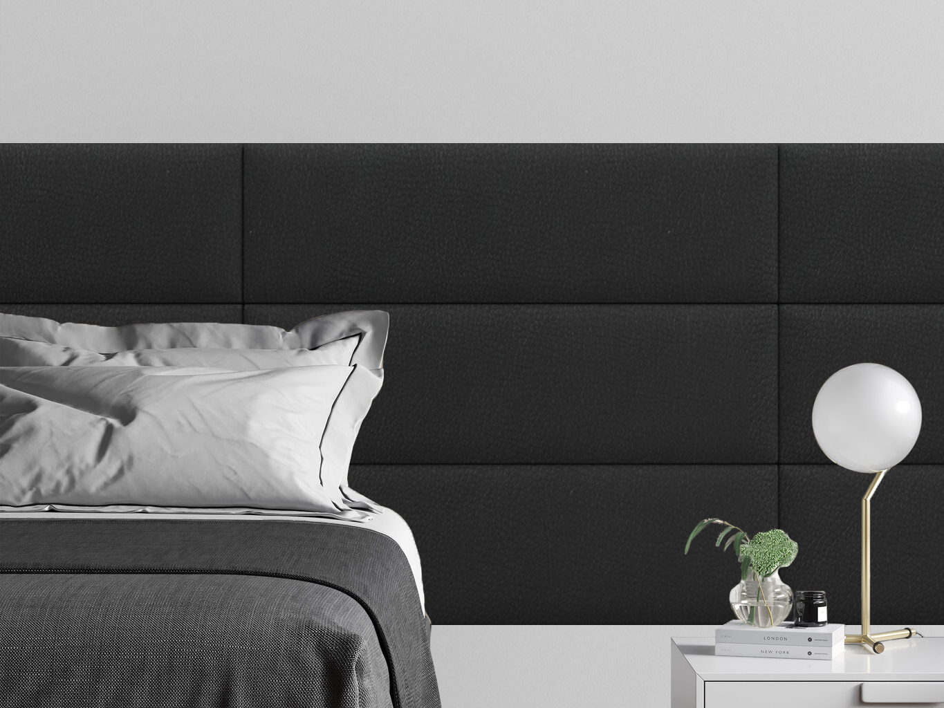 

Мягкое изголовье кровати Eco Leather Black 30х100 см 1 шт., Черный