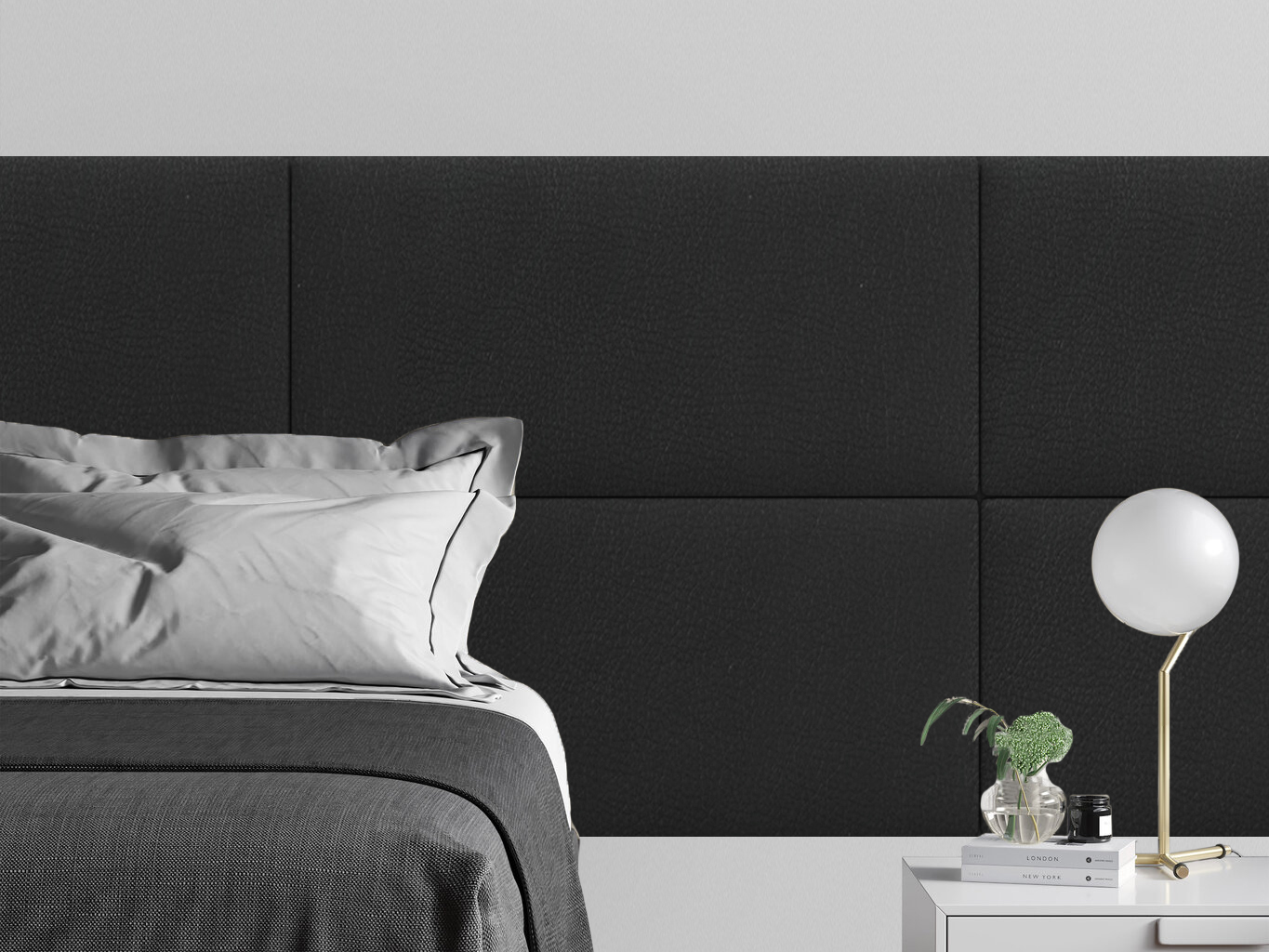 

Мягкое изголовье кровати Eco Leather Black 50х100 см 1 шт., Черный