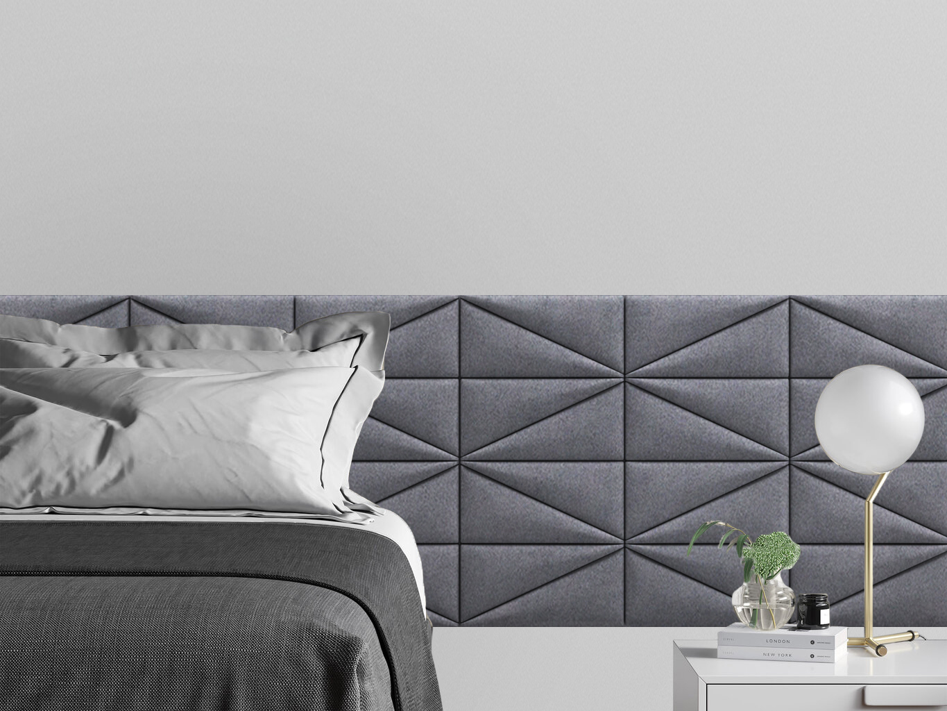 

Мягкое изголовье кровати Alcantara Gray 15х30PL см 2 шт., Серый