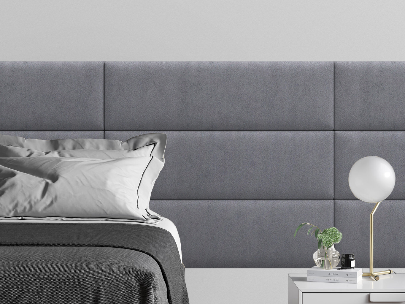 

Мягкое изголовье кровати Alcantara Gray 30х100 см 4 шт., Серый