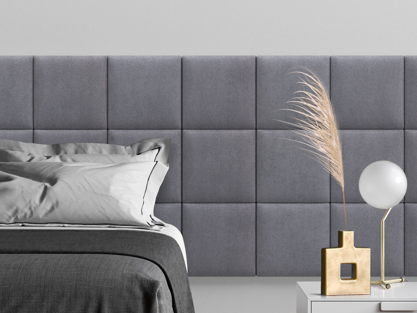 

Мягкое изголовье кровати Alcantara Gray 30х30 см 1 шт., Серый