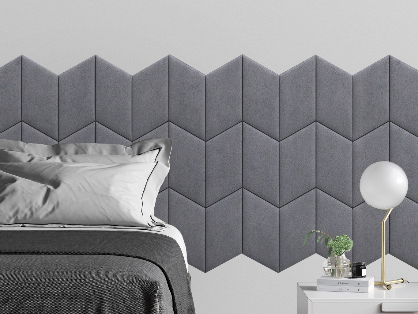 

Мягкое изголовье кровати Alcantara Gray 30х45PL см 2 шт., Серый