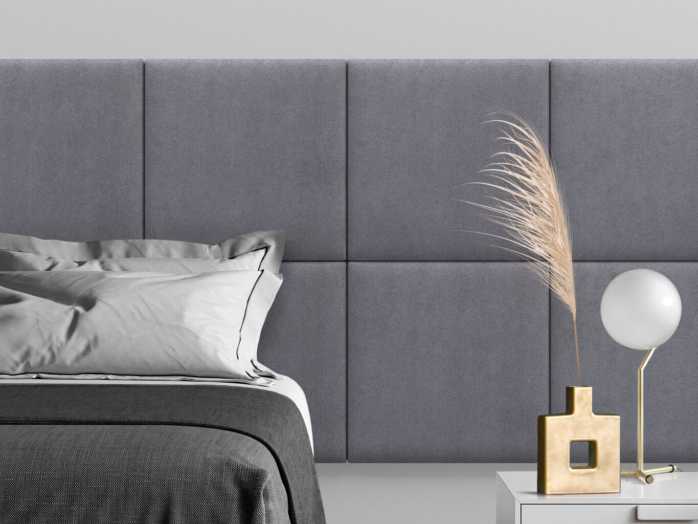 

Мягкое изголовье кровати Alcantara Gray 50х50 см 1 шт., Серый