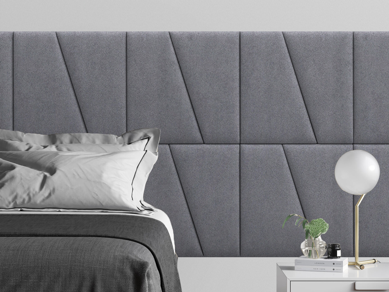 фото Мягкое изголовье кровати alcantara gray 50х50dl см 2 шт. tartilla