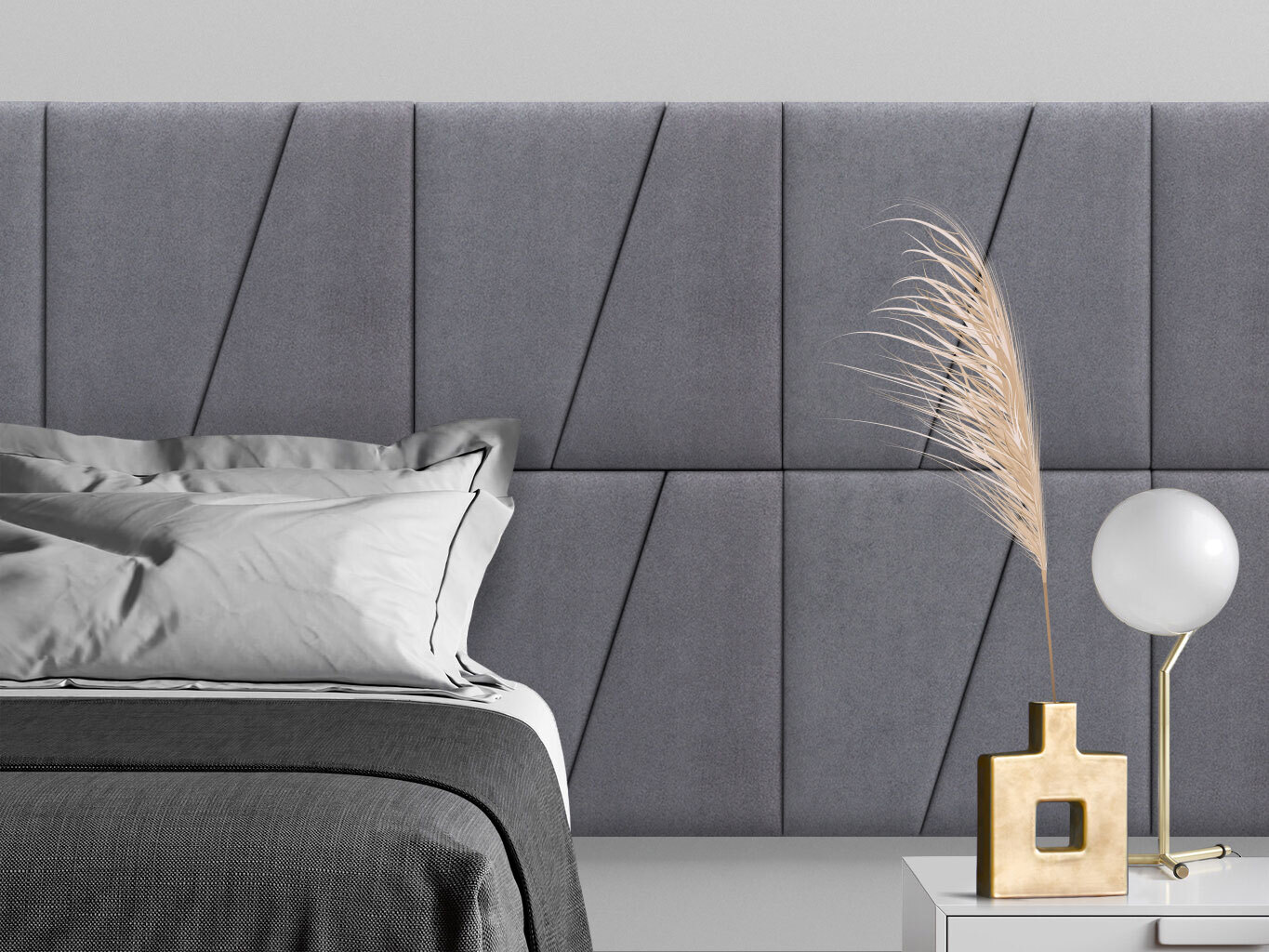 

Мягкое изголовье кровати Alcantara Gray 50х50DP см 2 шт., Серый