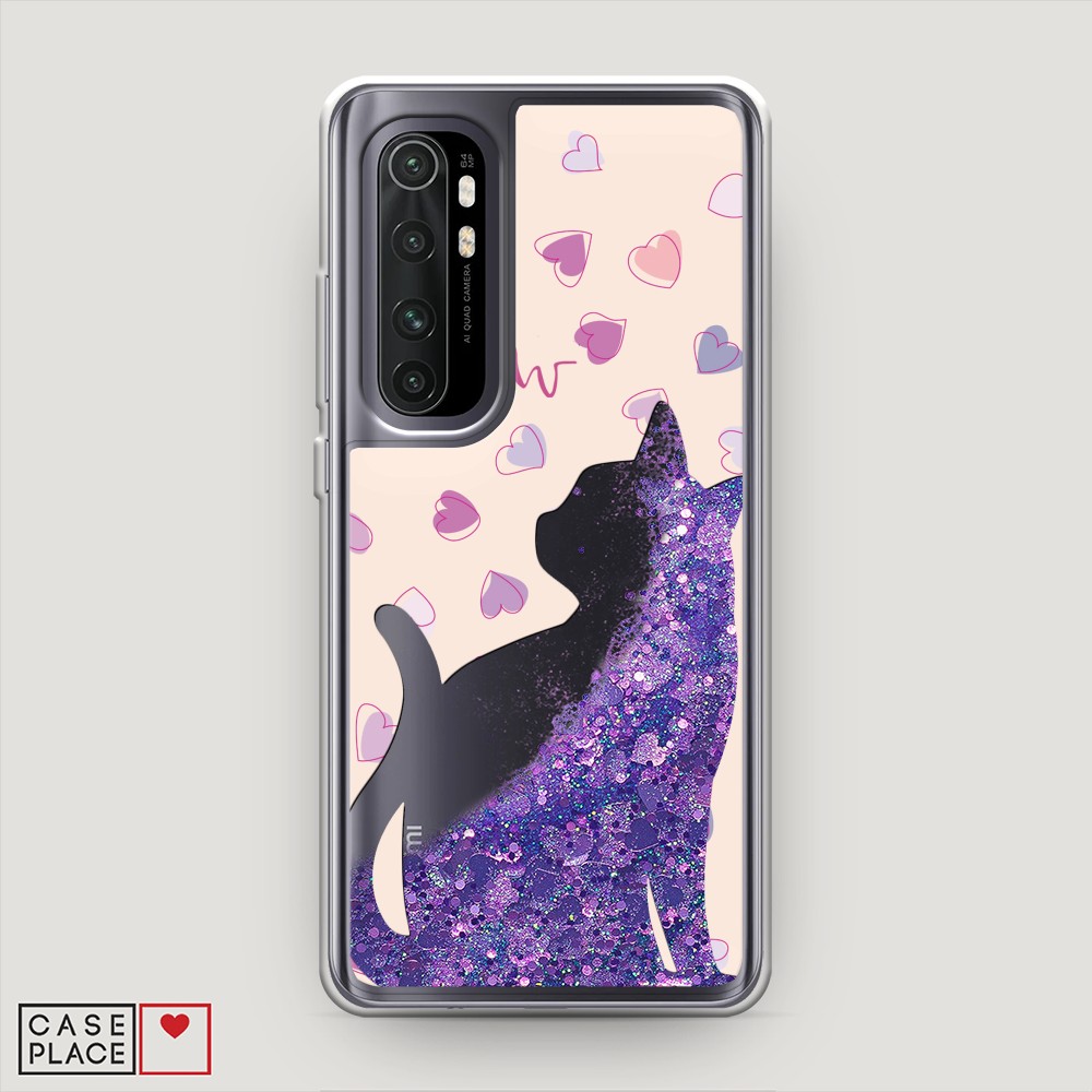 

Жидкий чехол с блестками "Прозрачный кот" на Xiaomi Mi Note 10 lite, 38492-1