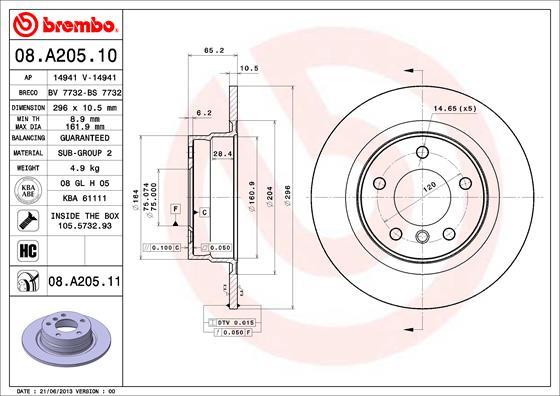 

Диск тормозной задний 296mm окрашенный