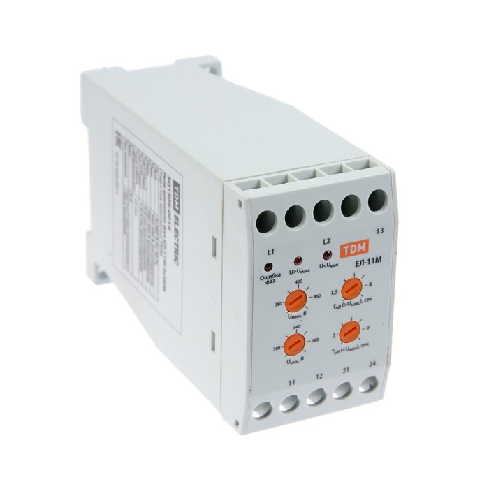 фото Реле контроля фаз tdm ел-11м, 3х380 в, 1нр+1нз контакты, sq1504-0014 tdm electric