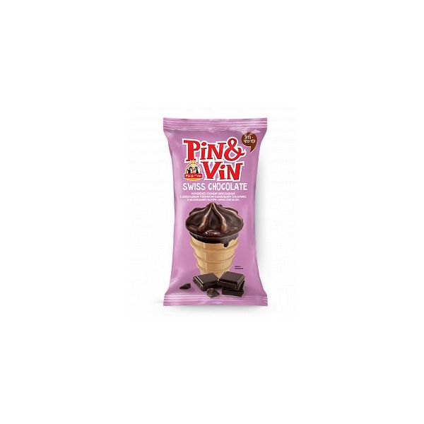 фото Мороженое пломбир pin&vin swiss chocolate шоколадный с шоколадным топпингом 80 г