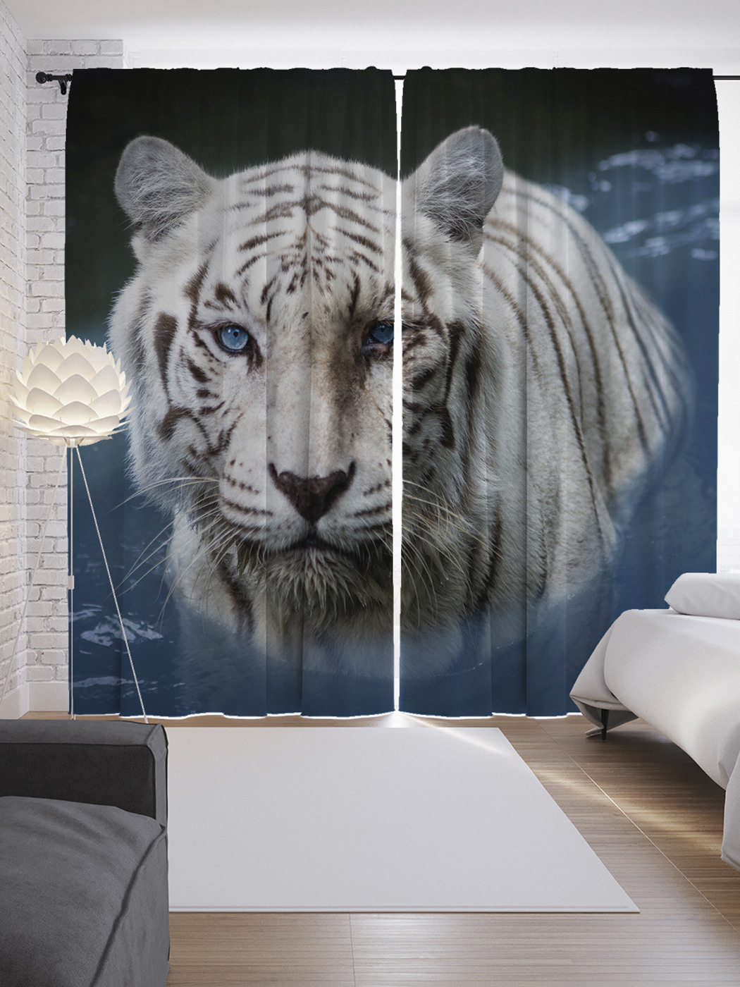 

Шторы с фотопечатью "Мудрый тигр" из сатена, 290х265 см
