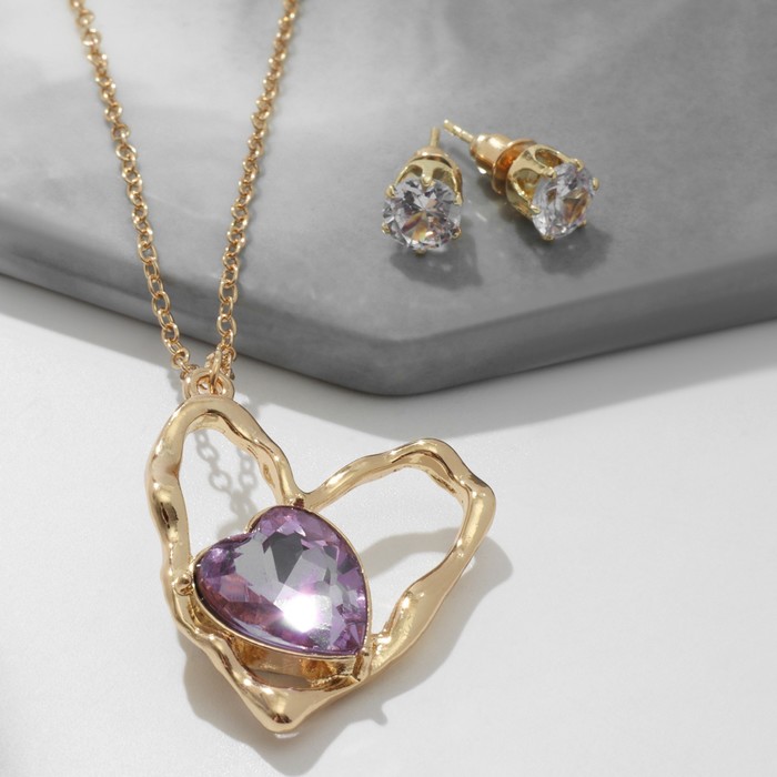 

Колье+серьги из бижутерного сплава 40 см Queen fair 9906424, стразы, 9906424
