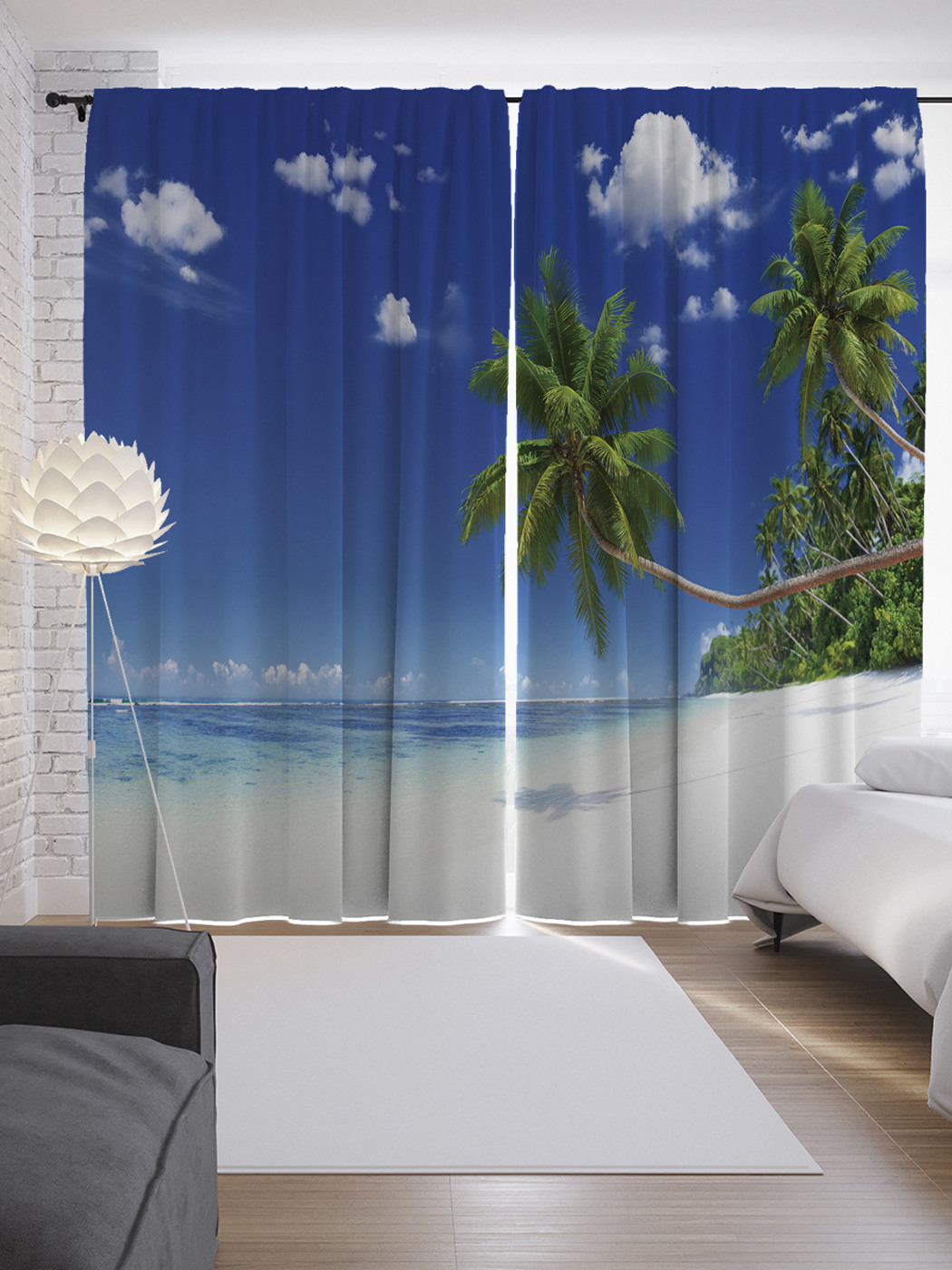 

Шторы с фотопечатью "Спокойный пляж" из сатена, 290х265 см