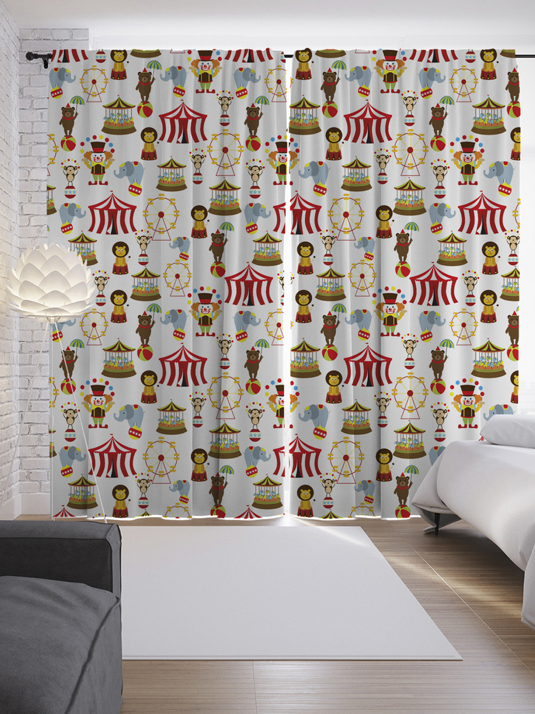 

Шторы с фотопечатью "Звери трюкачи" из сатена, 290х265 см