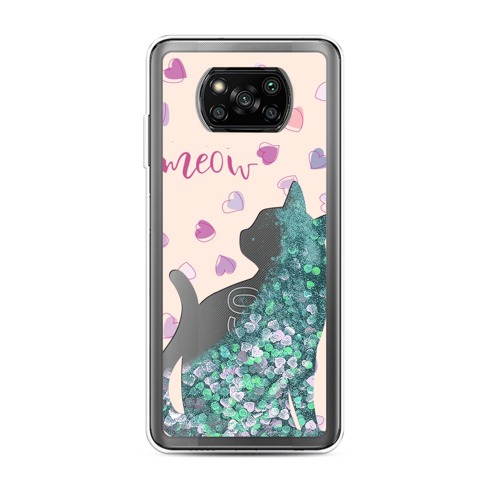 

Жидкий чехол с блестками "Прозрачный кот" на Xiaomi Poco X3 Pro, 310695-1