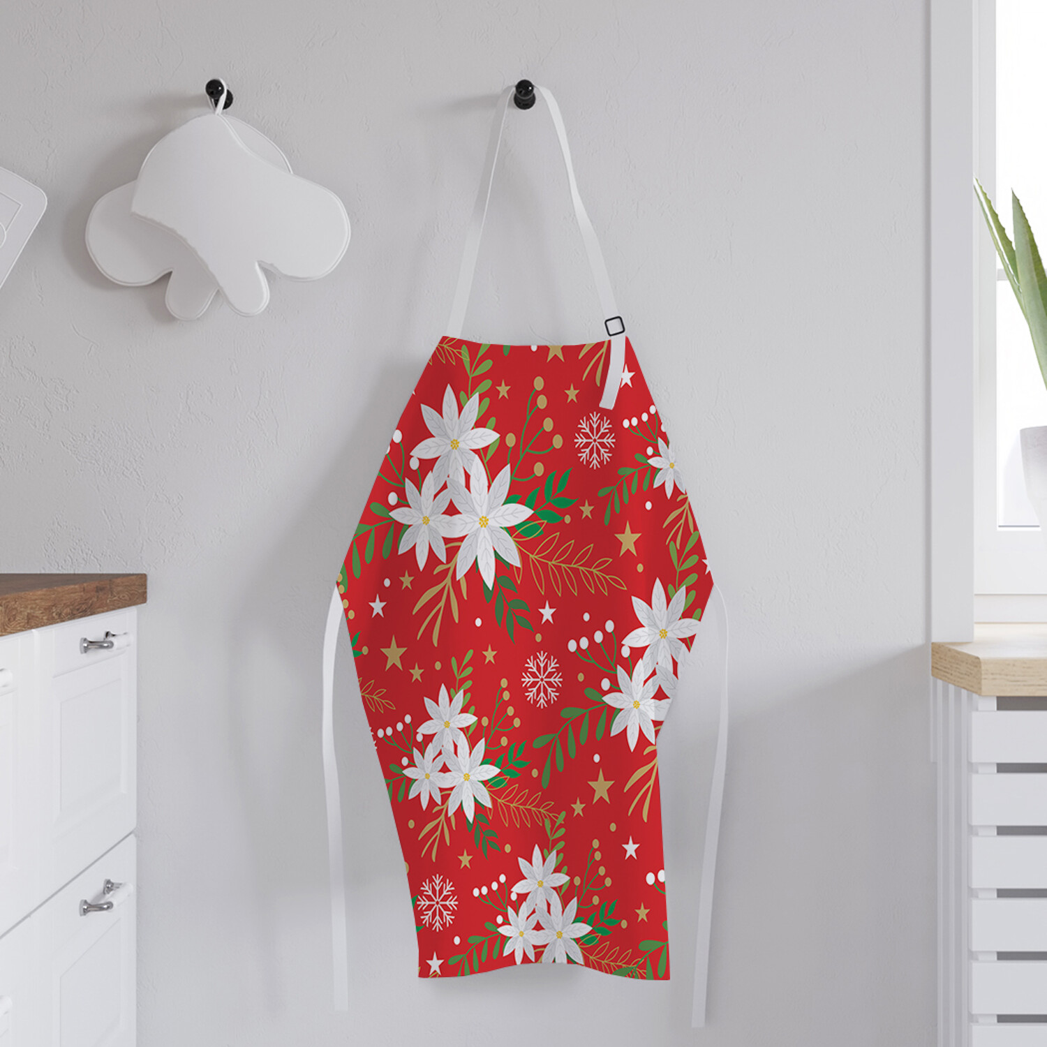 

Фартук кухонный JoyArty "Подснежники зимой" универсальный размер для женщин и мужчин, Красный, Подснежники зимой