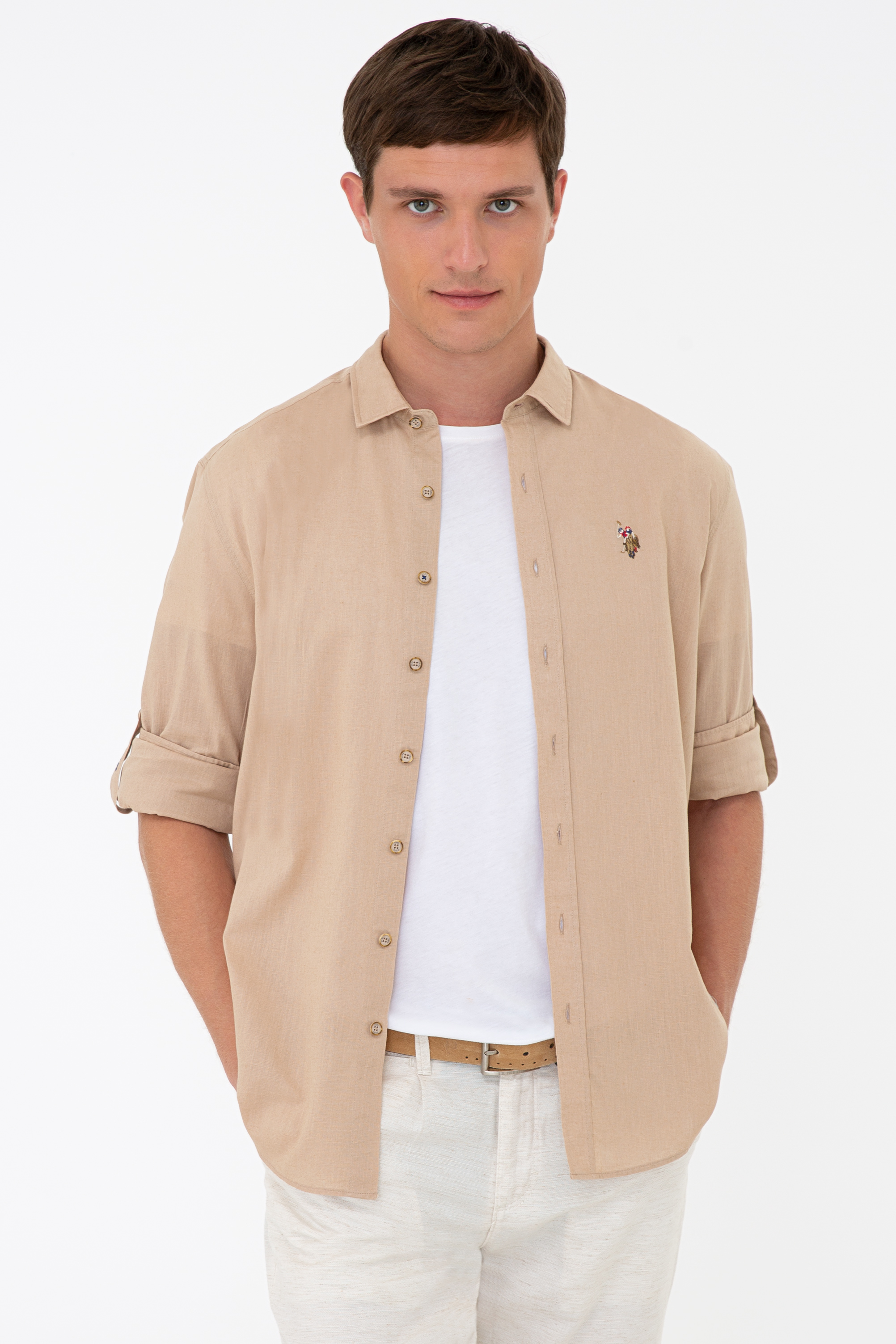 

Рубашка мужская U.S. POLO Assn. G081SZ0040ENZO021Y бежевая M, Бежевый, G081SZ0040ENZO021Y