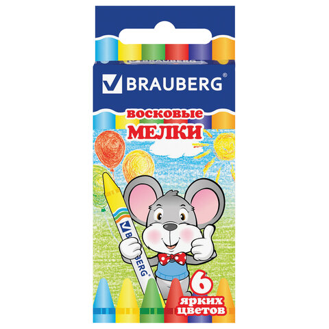 

Восковые мелки Brauberg, НАБОР 6 цветов, 222961, 12 шт, Разноцветные