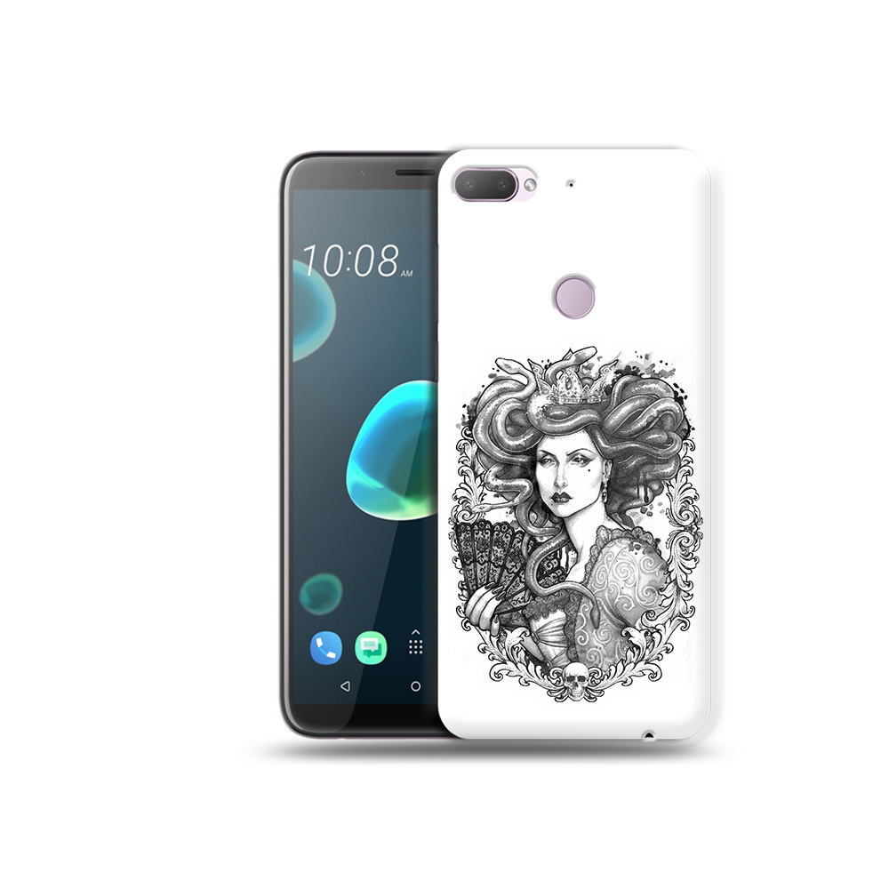

Чехол MyPads Tocco для HTC Desire 12 Plus медуза черно белый, Прозрачный, Tocco