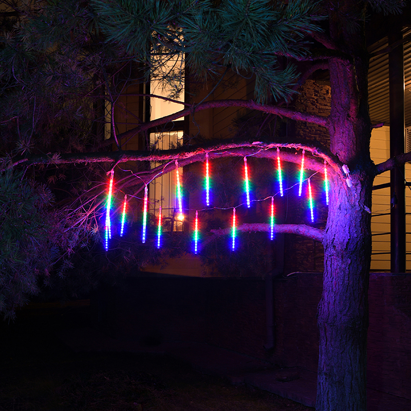 Новогодняя светодиодная гирлянда уличная Baziator Тающие Сосульки 2,4 м цветная
