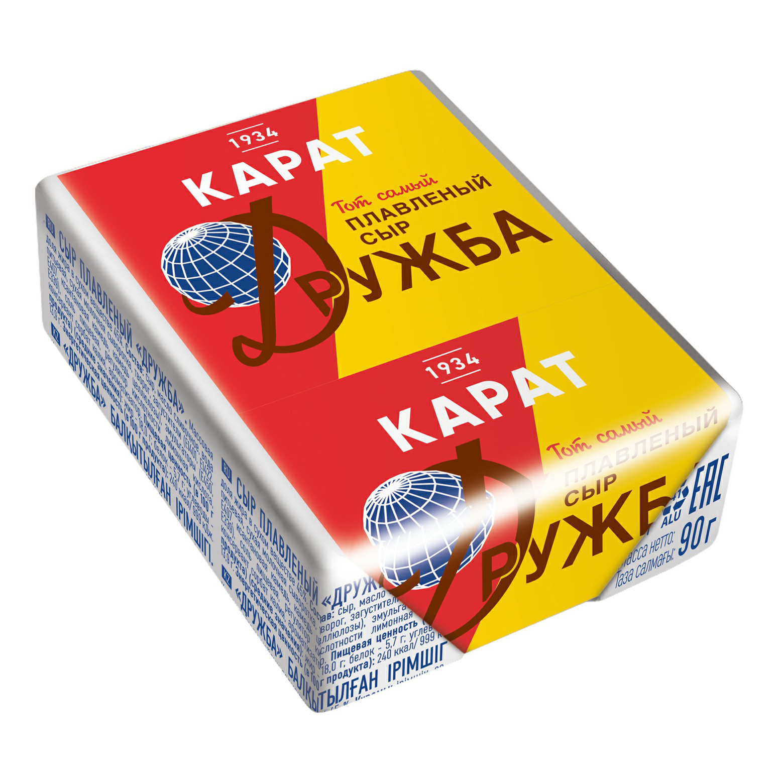 

Плавленый сыр Карат Дружба 45% БЗМЖ 90 г