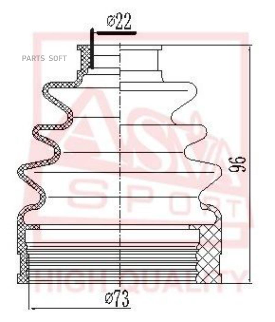 

Пыльник Шрус (Комплект Без Смазки) 22x67x90 Nissan Qashqai (2007-2013) ASVA арт. ASBT-INJ1