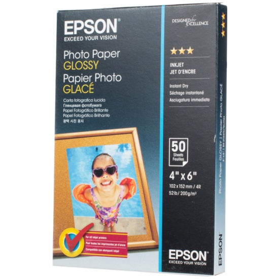 

Фотобумага Epson C13S042547 Глянцевая 200g/m2 50 листов, Белый, C13S042547