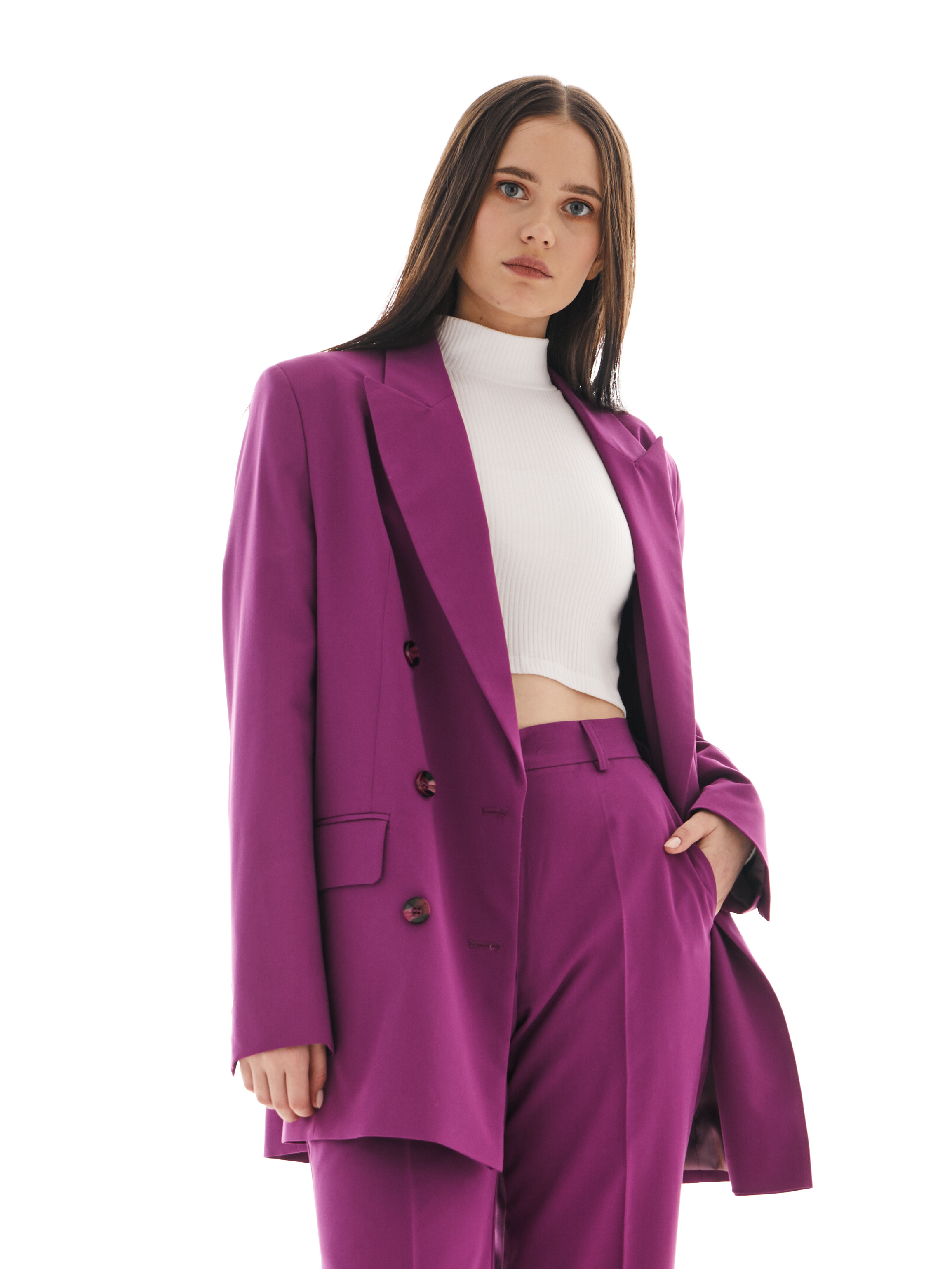 Пиджак женский LeNeS brand 1 фиолетовый 44 RU