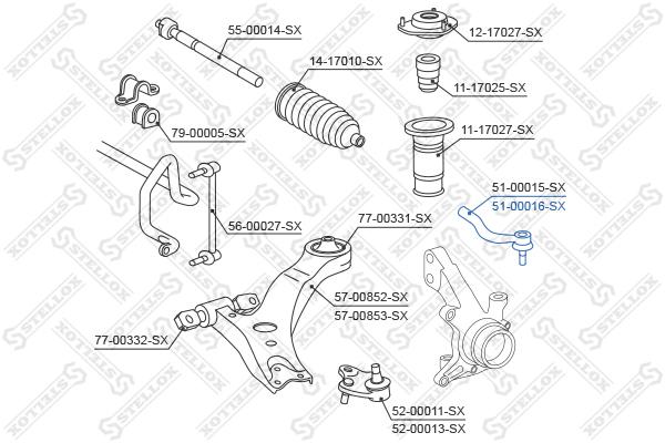 

Наконечник поперечной рулевой тяги STELLOX 51-00016-SX