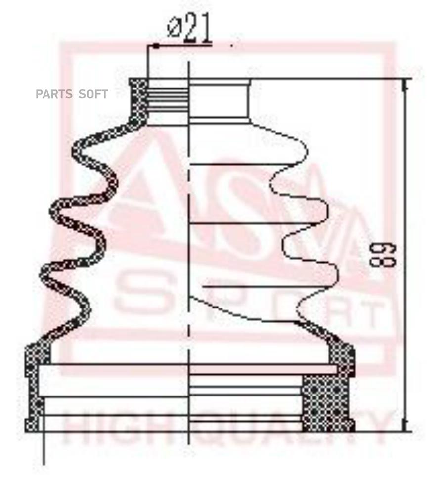 

Пыльник Шрус (Комплект Без Смазки) 21x65x85 Hyundai Solaris 2010- (W/O Abs) ASVA арт. ASBT