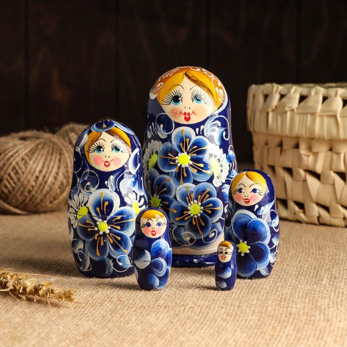 

Sima-land 5 кукол, "Нина" синяя, 13 см, ручная роспись, Многоцветный